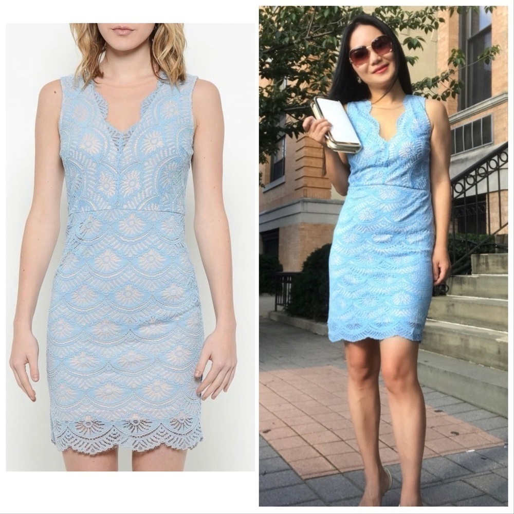 Missguided lace dress size 4 (UK 8) blue